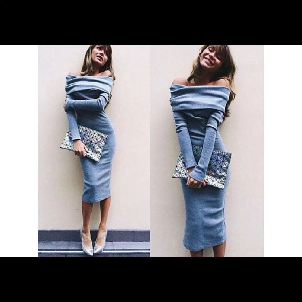 Baby blue off shoulder dress
